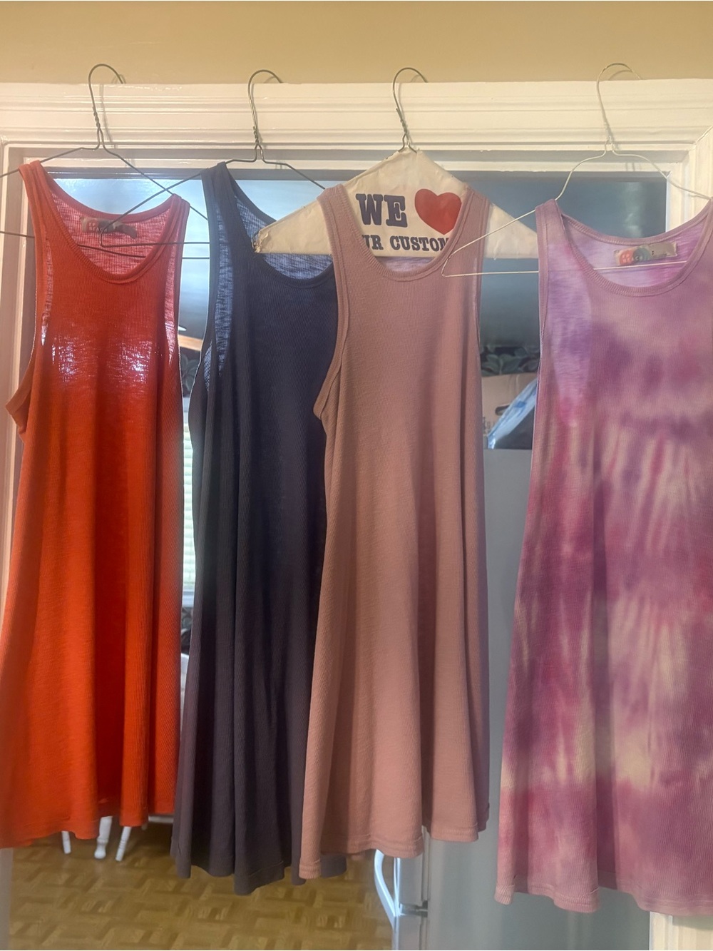 Free People Tank Dress Lot - Orange, Black, Mauve, Tie-Dye Purple